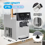 View 2200W Commercial Ice Cream Machine, 3 Flavor Soft Serve Ice Cream Machine, 5.3-7.4 Gal/Hr, with LCD Touch Screen, Automatic Cleaning, High Productivity for Home Snack Bar & Restaurants image 6