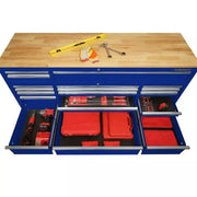 View Husky 72 in. 18-Drawer Mobile Workbench with Solid Wood Top in Gloss Blue image 4
