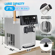 View 2200W Commercial Ice Cream Machine, 3 Flavor Soft Serve Ice Cream Machine, 5.3-7.4 Gal/Hr, with LCD Touch Screen, Automatic Cleaning, High Productivity for Home Snack Bar & Restaurants image 6