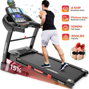 View Famistar Folding Treadmill for Home with 15 Levels Auto Incline, 300LB Capcity, 10MPH Fast Speed Controls image 2