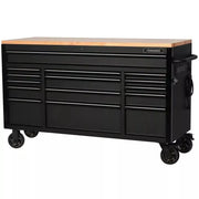 View Heavy Duty 61 in. W x 23 in. D 15-Drawer Mobile Workbench with Solid Wood Top image 1
