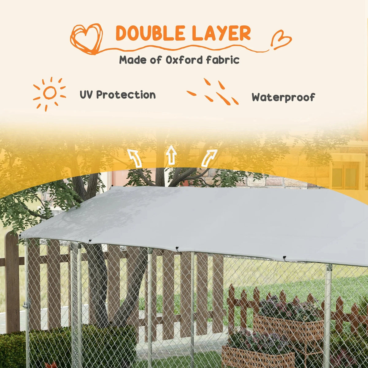 PawHut 19.7' x 7.5' x 7.5' Outdoor Dog Kennel W/ Waterproof Roof