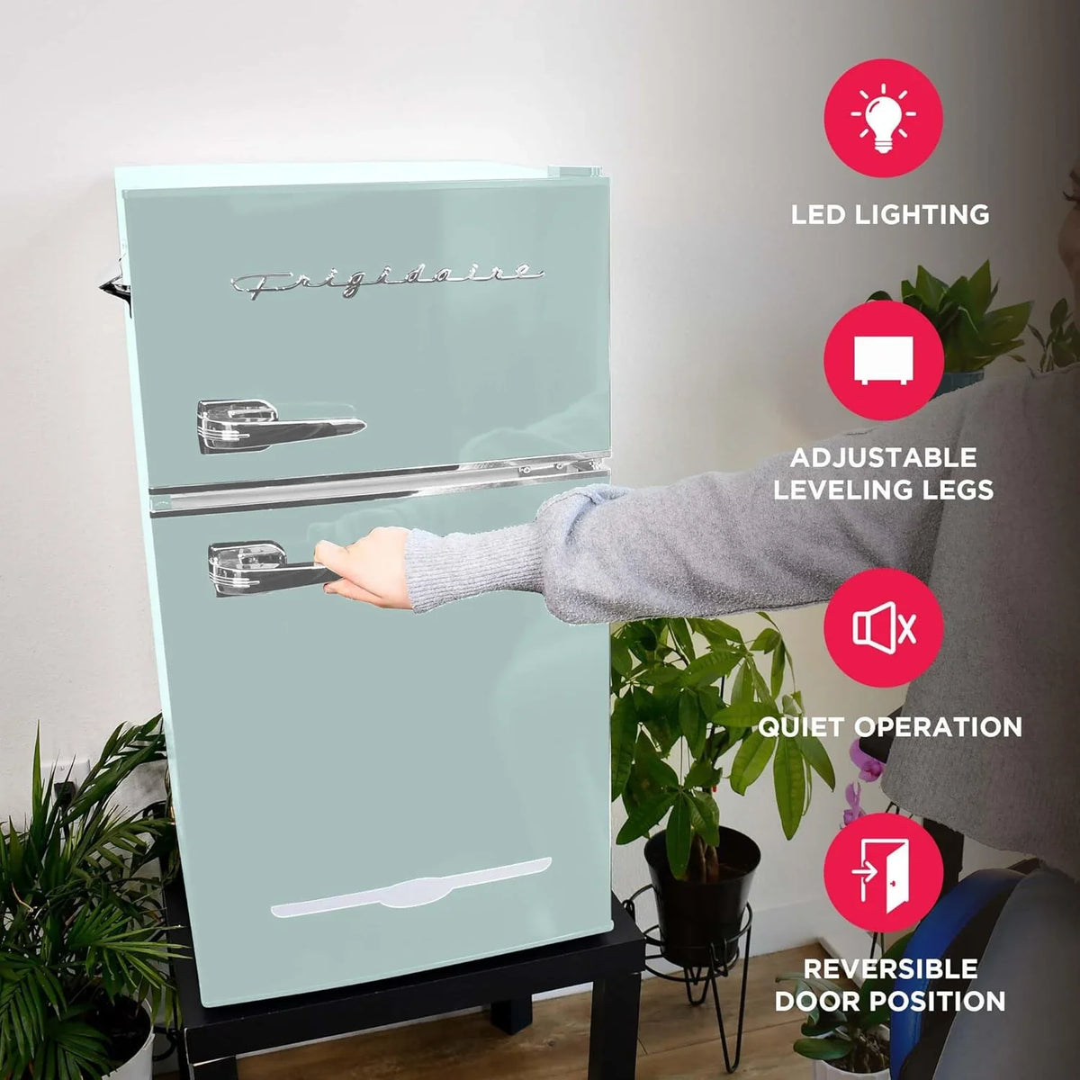 Frigidaire Retro Mini Fridge with Freezer & Side Bottle Opener-Small 2 Door Refrigerator for Office Bar or College Dorm Room-3.1 Cu Ft �� 19��"D x 20.5" W x 33.5" H