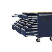 View Husky 72 in. 18-Drawer Mobile Workbench with Solid Wood Top in Gloss Blue image 5