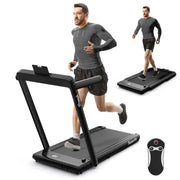 View 2.5HP 2-in-1 Folding Under Desk Treadmill with Speaker APP Remote Control, Portable Walking Jogging Machine for Home Gym Office image 1