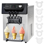 View 2200W Commercial Ice Cream Machine, 3 Flavor Soft Serve Ice Cream Machine, 5.3-7.4 Gal/Hr, with LCD Touch Screen, Automatic Cleaning, High Productivity for Home Snack Bar & Restaurants image 1
