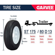 View Set of 2 Trailer Tires Rims 175-80 5 Lug 6PR White Spoke Wheel Load Range C image 2