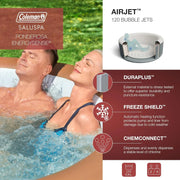 View Coleman SaluSpa Miami AirJet 2 to 4 Person Round Inflatable Hot Tub Portable Outdoor Spa with 120 Soothing AirJets and Insulated Cover, Black image 6