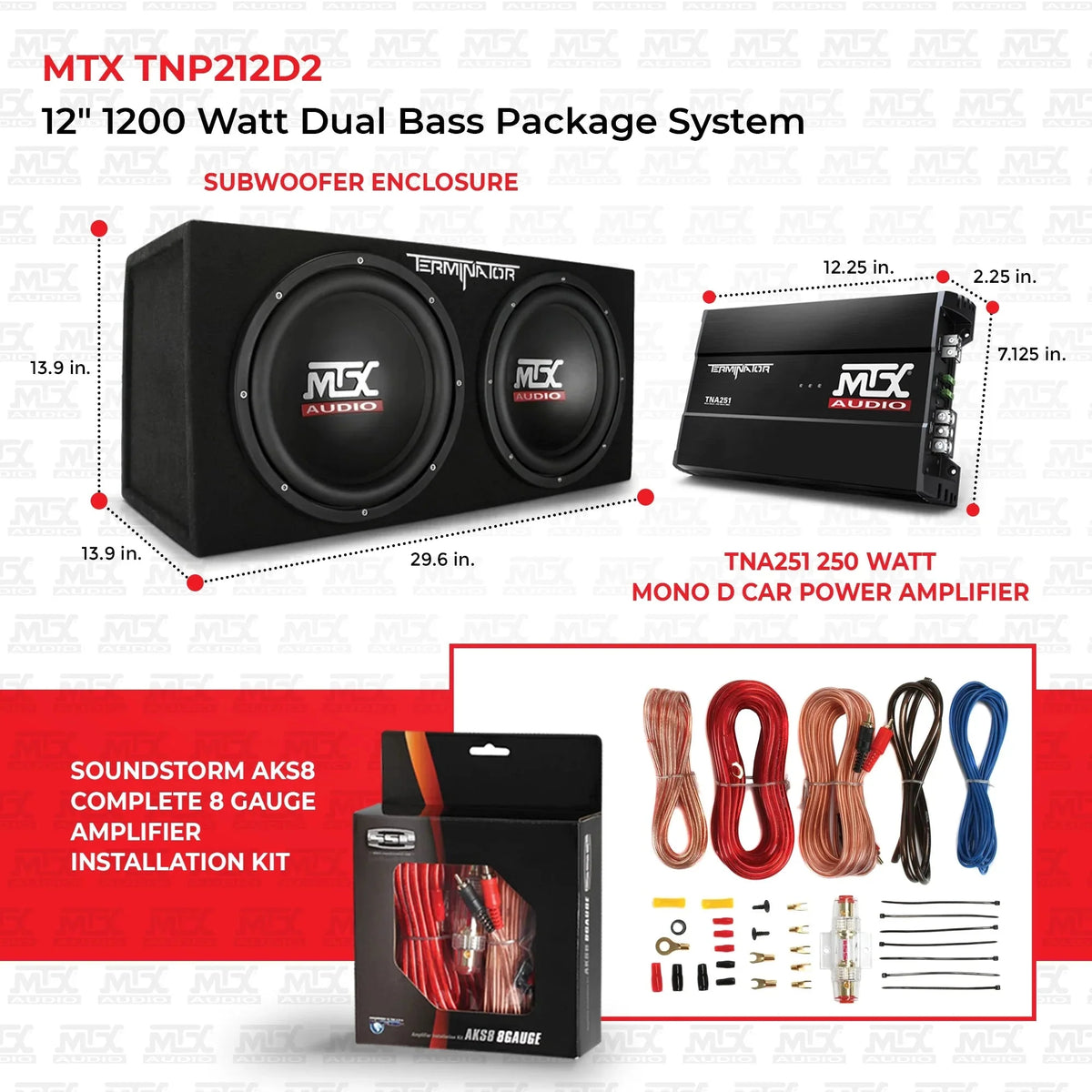 12�测�� 1200W Dual Car Subwoofer Package with Amplifier & Installation Kit