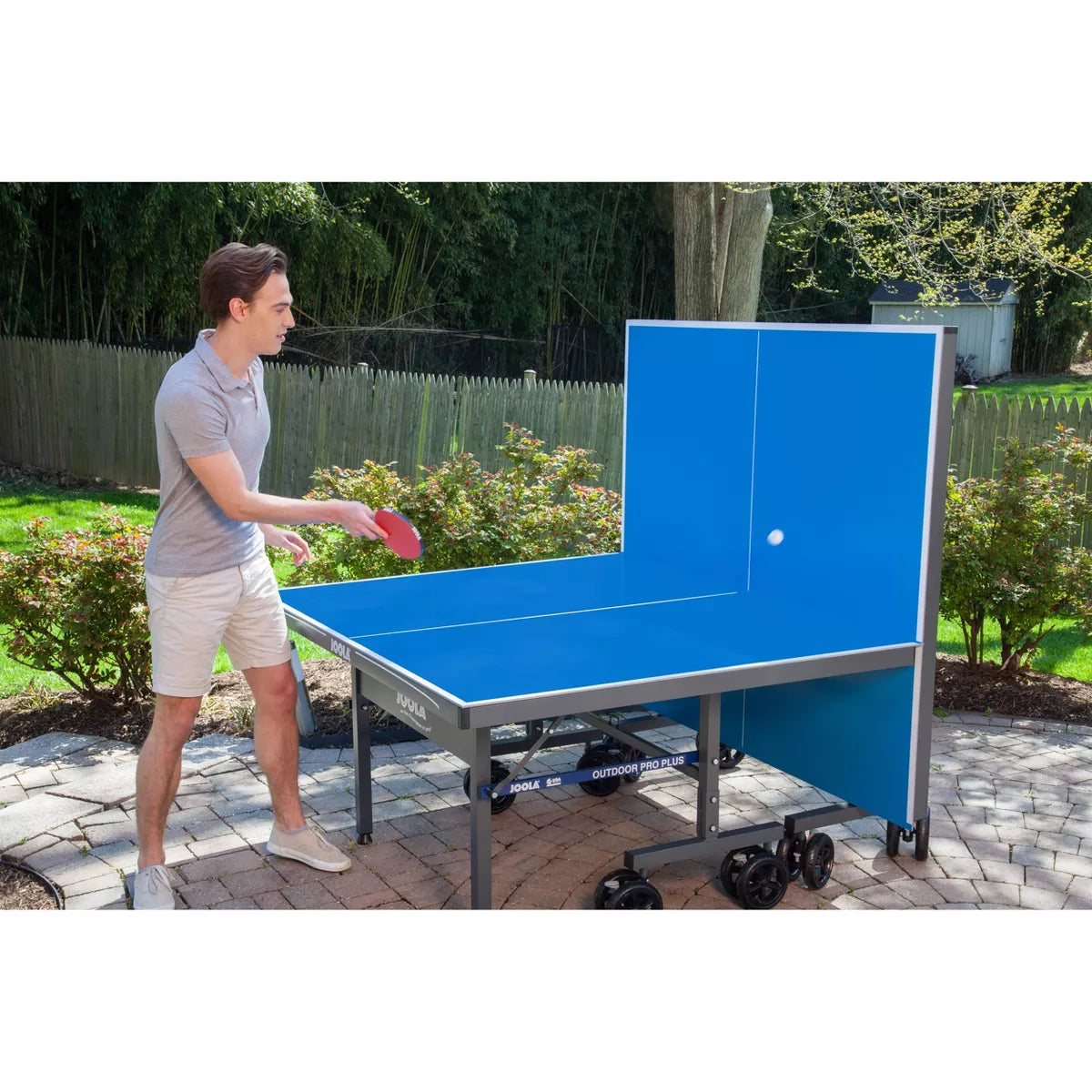 JOOLA Nova Pro Plus Outdoor Table Tennis Table with Weatherproof Net, 9��锟�5 ft, Foldable, Aluminum Surface