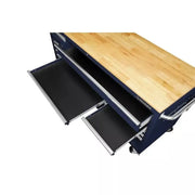 View Husky 72 in. 18-Drawer Mobile Workbench with Solid Wood Top in Gloss Blue image 2