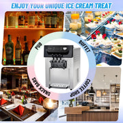 View 2200W Commercial Ice Cream Machine, 3 Flavor Soft Serve Ice Cream Machine, 5.3-7.4 Gal/Hr, with LCD Touch Screen, Automatic Cleaning, High Productivity for Home Snack Bar & Restaurants image 2