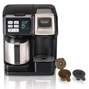 View Hamilton Beach FlexBrew Thermal Coffee Maker, Single Serve & Full Pot, Compatible with K-Cup Pods or Grounds, Programmable, Black and Stainless (49966) image 1