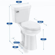 View 21Toilet, Elongated Toilets for Bathrooms, Two-Piece Toilet with Soft Close Seat, 1.28 Siphonic Flush Toilet with Universal Height ADA Cotton White image 3