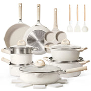 View Carote Non Stick Pots and Pans Set, 21 Pcs Induction Kitchen Cookware Sets (Beige Granite) image 1