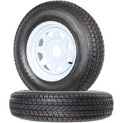 View Set of 2 Trailer Tires Rims 175-80 5 Lug 6PR White Spoke Wheel Load Range C image 6