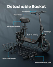 View Electric Scooter with Large Basket, 550W Motor image 3