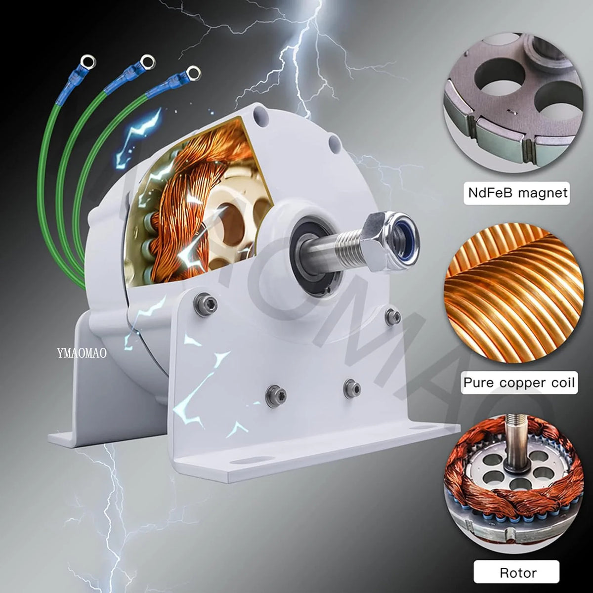 12000W Low RPM Permanent Magnet Generator 12V 24V 48V 120V 220V, Free Energy Gearless Permanent Magnet Generator Motor DIY for Wind Turbine Water Turbine,12V