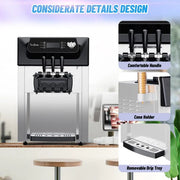 View 2200W Commercial Ice Cream Machine, 3 Flavor Soft Serve Ice Cream Machine, 5.3-7.4 Gal/Hr, with LCD Touch Screen, Automatic Cleaning, High Productivity for Home Snack Bar & Restaurants image 5