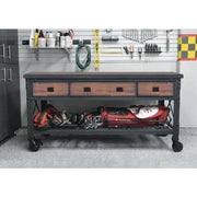 View Building Products 72 in. 3-Drawers Rolling Industrial Workbench and Wood Top image 2